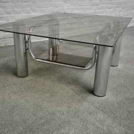 Vintage Italian chrome coffee table -1970's