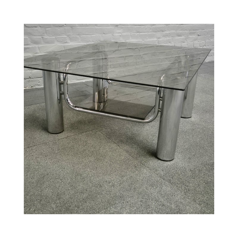 Vintage Italian chrome coffee table -1970's