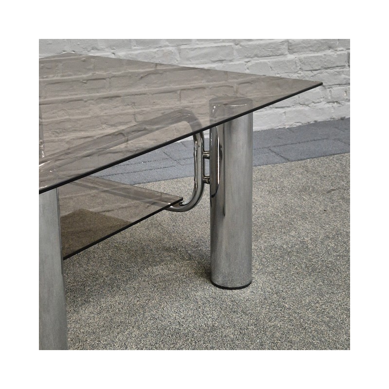 Vintage Italian chrome coffee table -1970's