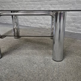 Vintage Italian chrome coffee table -1970's