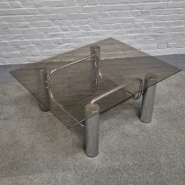 Vintage Italian chrome coffee table -1970's