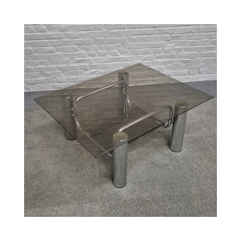 Vintage Italian chrome coffee table -1970's