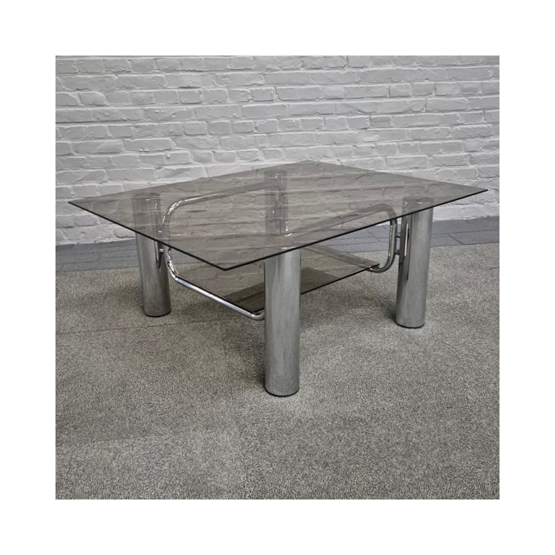 Vintage Italian chrome coffee table -1970's