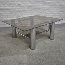 Vintage Italian chrome coffee table -1970's