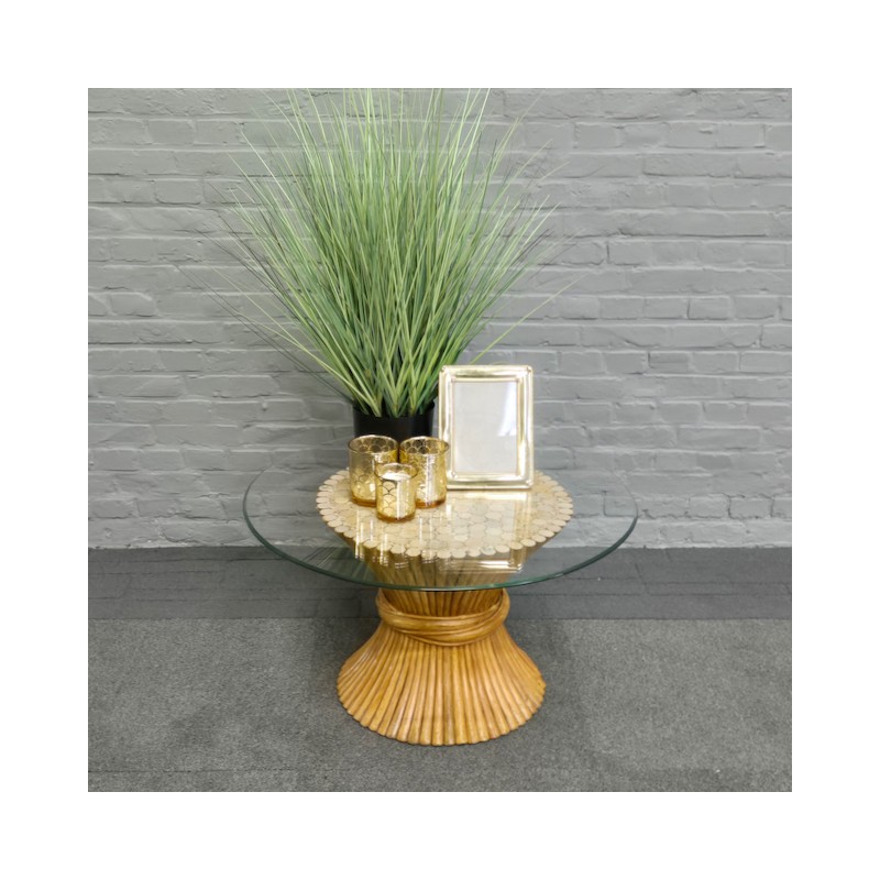 John McGuire wheat sheaf side table - 1970's