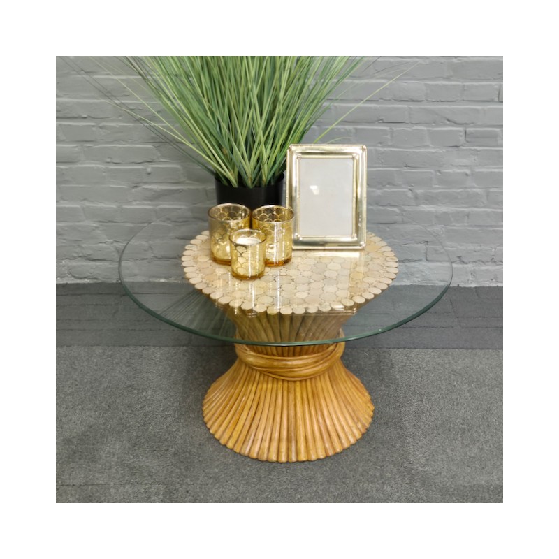 John McGuire wheat sheaf side table - 1970's