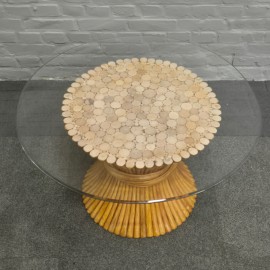 John McGuire wheat sheaf side table - 1970's