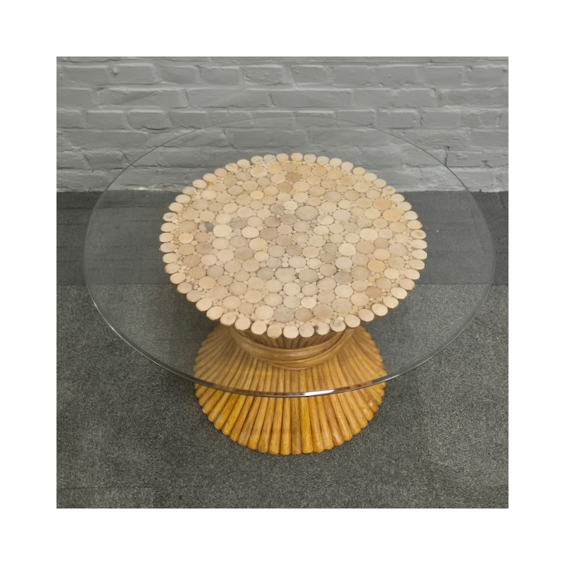 John McGuire wheat sheaf side table - 1970's