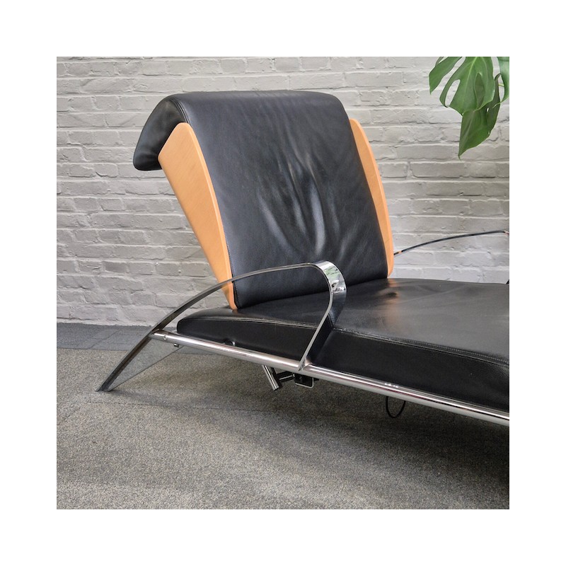 Black leather lounge chair Futuro 3 by Massimo Iosa Ghini for Moroso - Italy 1980's