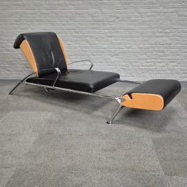 Black leather lounge chair Futuro 3 by Massimo Iosa Ghini for Moroso - Italy 1980's