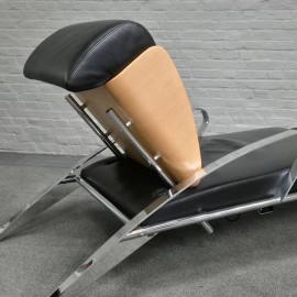 Black leather lounge chair Futuro 3 by Massimo Iosa Ghini for Moroso - Italy 1980's