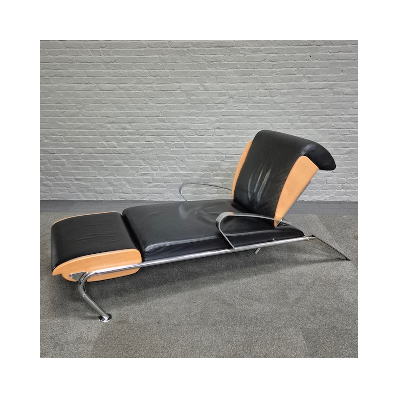 Black leather lounge chair Futuro 3 by Massimo Iosa Ghini for Moroso - Italy 1980's