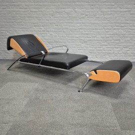 Zwart lederen lounge stoel Futuro 3 door Massimo Ghini voor Moroso - Italië jaren 80