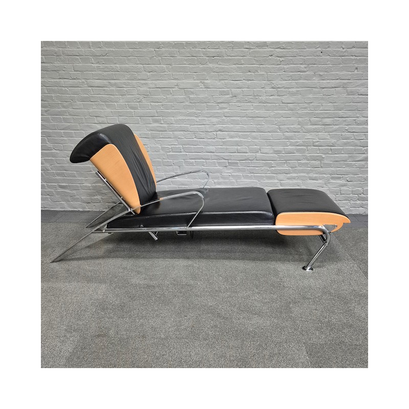 Black leather lounge chair Futuro 3 by Massimo Iosa Ghini for Moroso - Italy 1980's