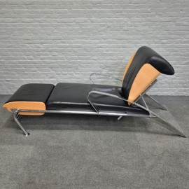 Black leather lounge chair Futuro 3 by Massimo Iosa Ghini for Moroso - Italy 1980's