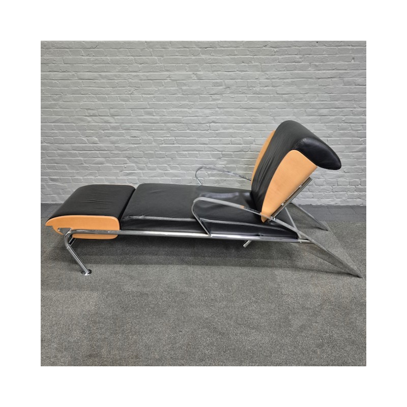 Black leather lounge chair Futuro 3 by Massimo Iosa Ghini for Moroso - Italy 1980's