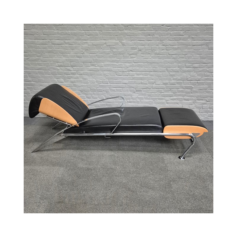 Black leather lounge chair Futuro 3 by Massimo Iosa Ghini for Moroso - Italy 1980's