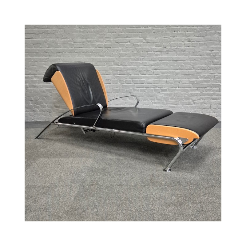 Black leather lounge chair Futuro 3 by Massimo Iosa Ghini for Moroso - Italy 1980's