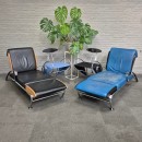 Blue leather lounge chair Futuro 3 by Massimo Ghini for Moroso - Italy 1980's