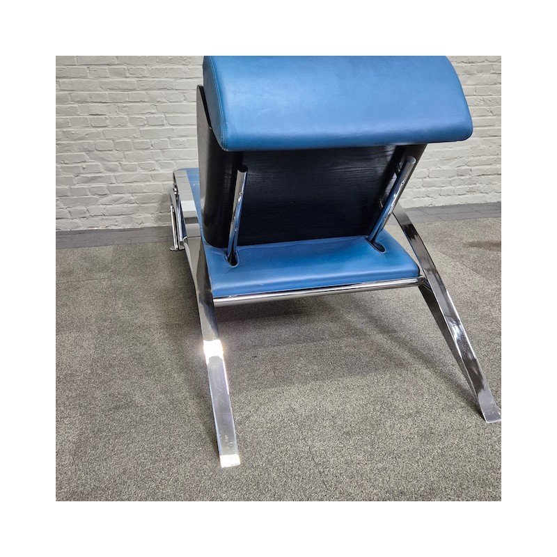 Blauw lederen lounge stoel Futuro 3 door Massimo Ghini voor Moroso - Italië jaren 80