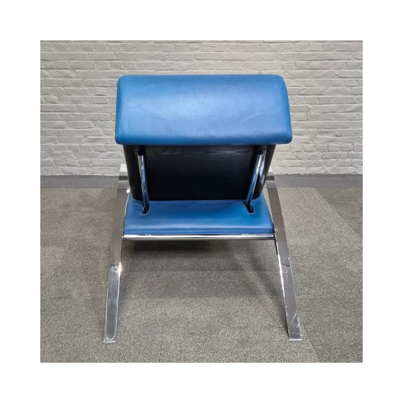 Blauw lederen lounge stoel Futuro 3 door Massimo Ghini voor Moroso - Italië jaren 80