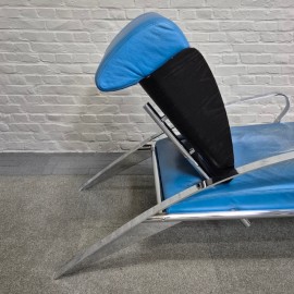 Blauw lederen lounge stoel Futuro 3 door Massimo Ghini voor Moroso - Italië jaren 80