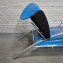 Blue leather lounge chair Futuro 3 by Massimo Ghini for Moroso - Italy 1980's