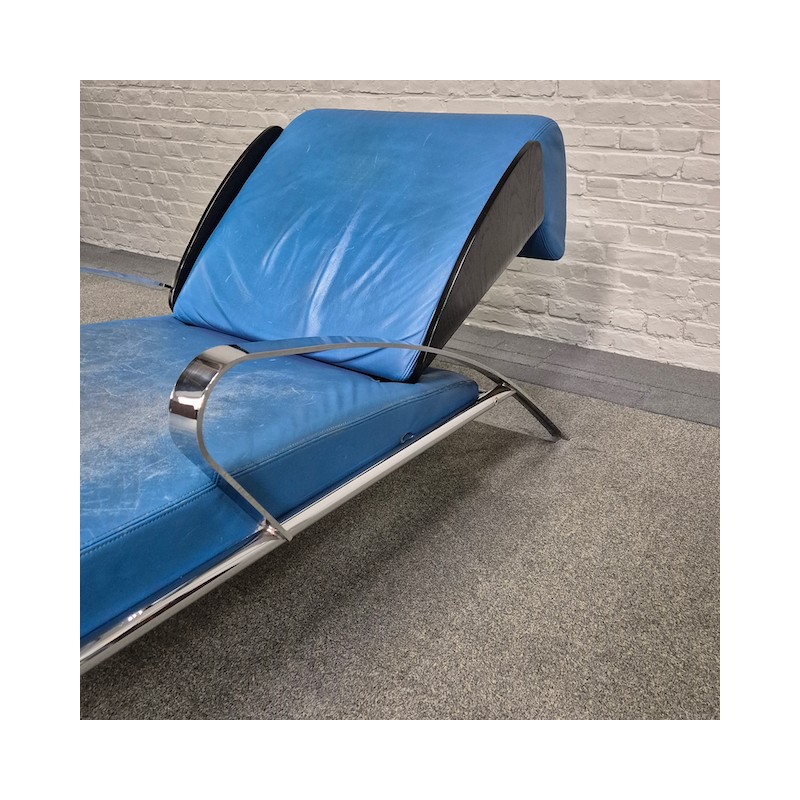 Blue leather lounge chair Futuro 3 by Massimo Ghini for Moroso - Italy 1980's