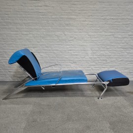 Blue leather lounge chair Futuro 3 by Massimo Ghini for Moroso - Italy 1980's