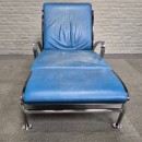 Blauw lederen lounge stoel Futuro 3 door Massimo Ghini voor Moroso - Italië jaren 80