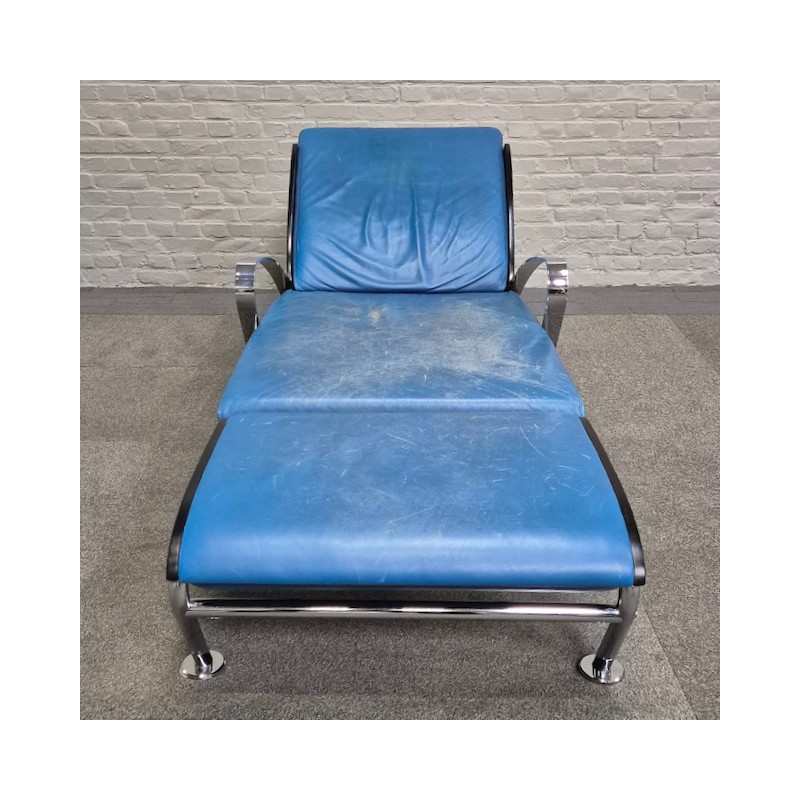 Blauw lederen lounge stoel Futuro 3 door Massimo Ghini voor Moroso - Italië jaren 80