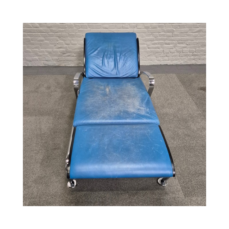 Blue leather lounge chair Futuro 3 by Massimo Ghini for Moroso - Italy 1980's