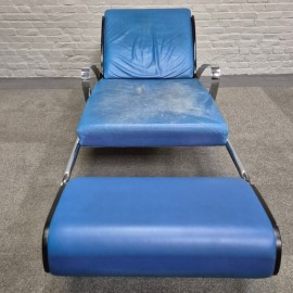 Blue leather lounge chair Futuro 3 by Massimo Ghini for Moroso - Italy 1980's