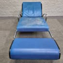 Blauw lederen lounge stoel Futuro 3 door Massimo Ghini voor Moroso - Italië jaren 80