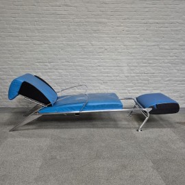 Blauw lederen lounge stoel Futuro 3 door Massimo Ghini voor Moroso - Italië jaren 80