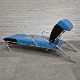 Blauw lederen lounge stoel Futuro 3 door Massimo Ghini voor Moroso - Italië jaren 80