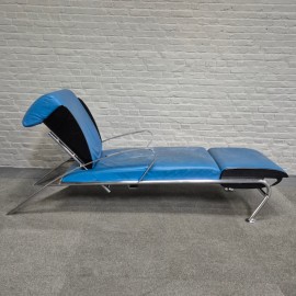 Blauw lederen lounge stoel Futuro 3 door Massimo Ghini voor Moroso - Italië jaren 80