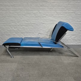 Blauw lederen lounge stoel Futuro 3 door Massimo Ghini voor Moroso - Italië jaren 80