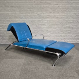 Blauw lederen lounge stoel Futuro 3 door Massimo Ghini voor Moroso - Italië jaren 80