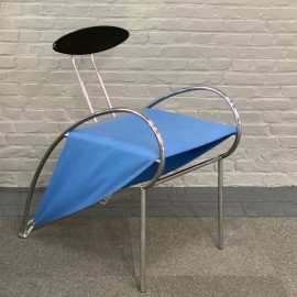 Blauwe Velox armstoel van Massimo Iosa Ghini voor Moroso - Italië midden jaren 80