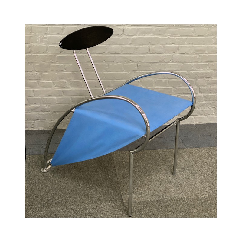 Blauwe Velox armstoel van Massimo Iosa Ghini voor Moroso - Italië midden jaren 80