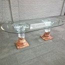 Dinning table by FabianArt with 2 doric columns marble & acrylic - Italy 1980's