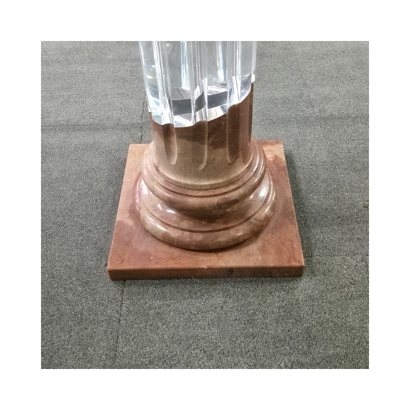 Dinning table by FabianArt with 2 doric columns marble & acrylic - Italy 1980's