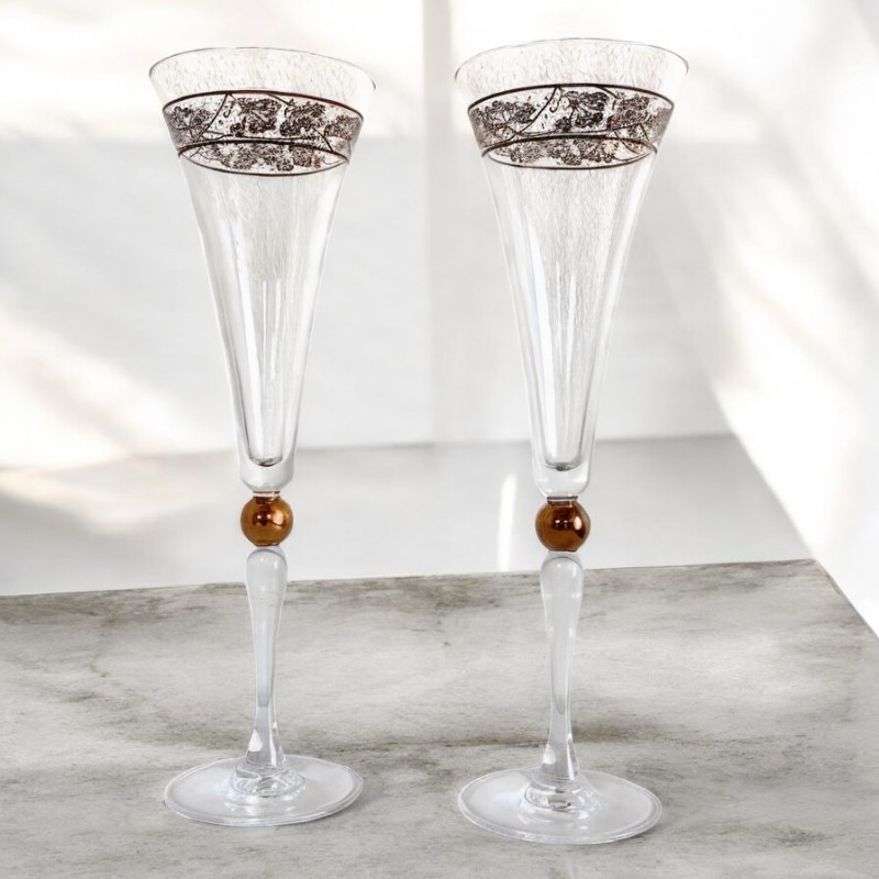 Paar Godiva kristallen champagne glazen - Millennium - 24K Paar Godiva kristallen champagne glazen - Millennium - 24K