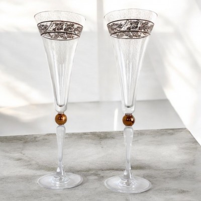 Paar Godiva kristallen champagne glazen - Millennium - 24K