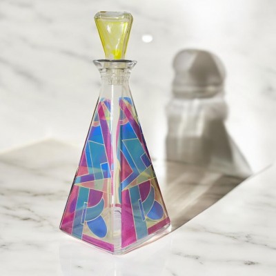 Multi-color murano pyramid shaped carafe - 1980's