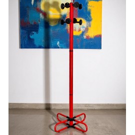 Vintage red metal coat rack