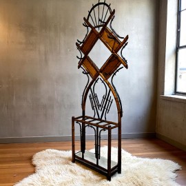 Bamboo coat rack with umbrella stand