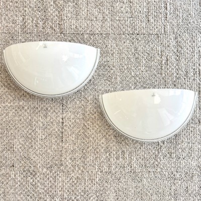 Pair of milk glass Murano Vetri wall lamps - 1980s