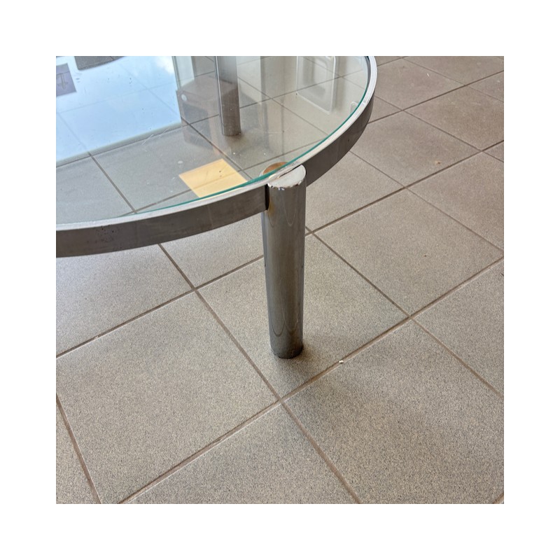 Round chrome Italian vintage salon table - 1980's